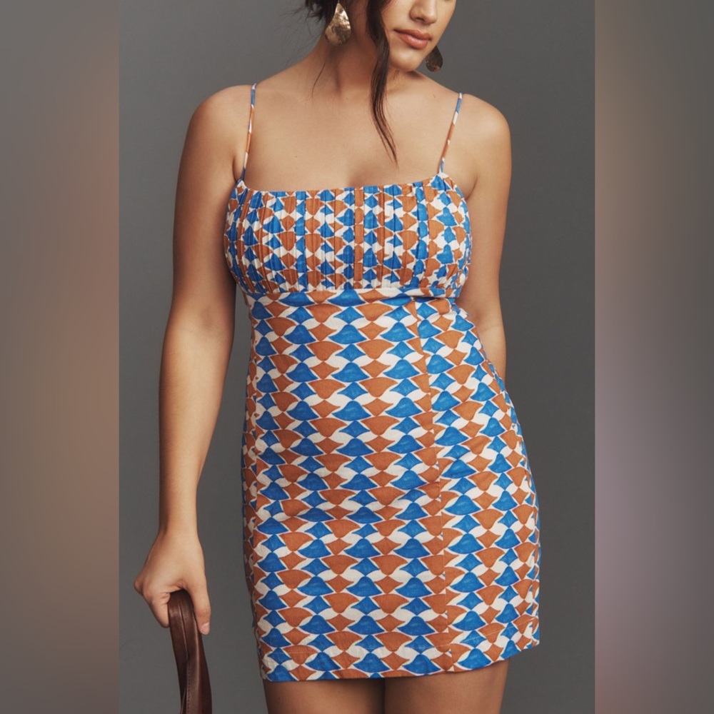 NWT Anthropologie Maeve The Ophelia Sleeveless Linen Slim Mini Dress, Size 14